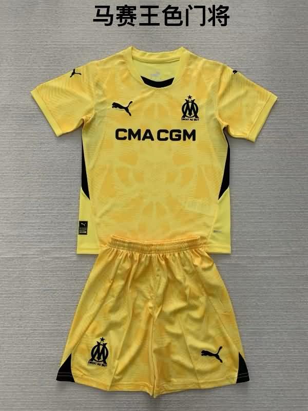 24/25 Marseilles Goalkeeper Yellow Kids Soccer Jersey And Shorts