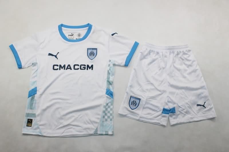 24/25 Marseilles Home Kids Soccer Jersey And Shorts
