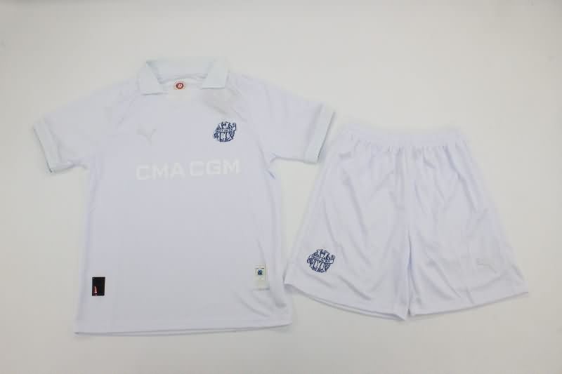 24/25 Marseilles White Kids Soccer Jersey And Shorts