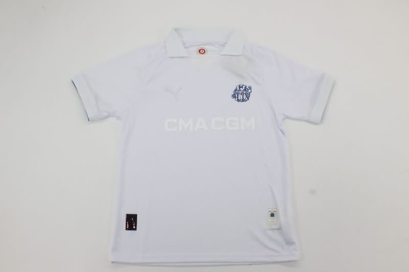 24/25 Marseilles White Kids Soccer Jersey And Shorts
