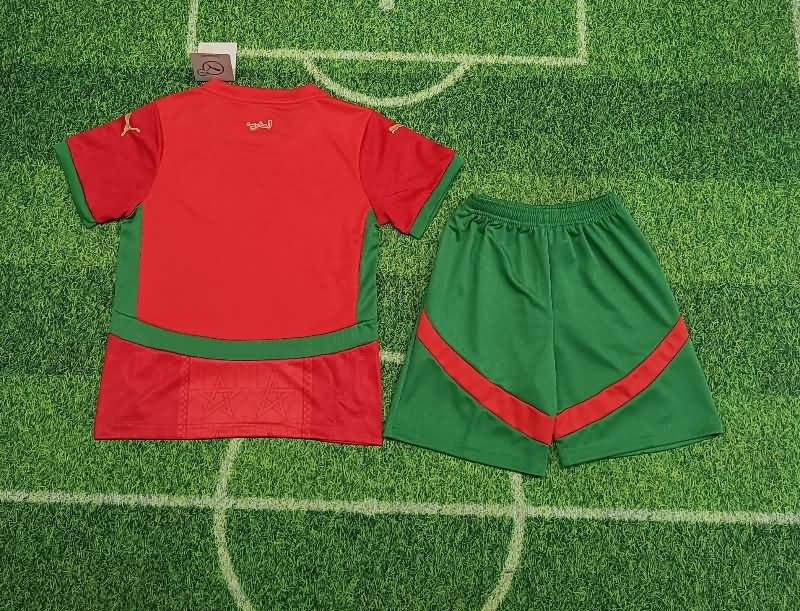 2025 Morocco Home Kids Soccer Jersey And Shorts