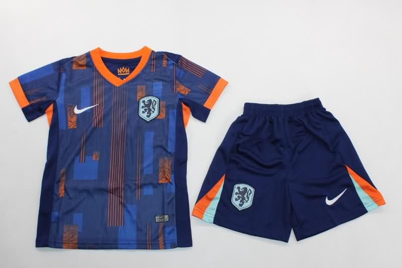 2024 Netherlands Away Kids Soccer Jersey And Shorts