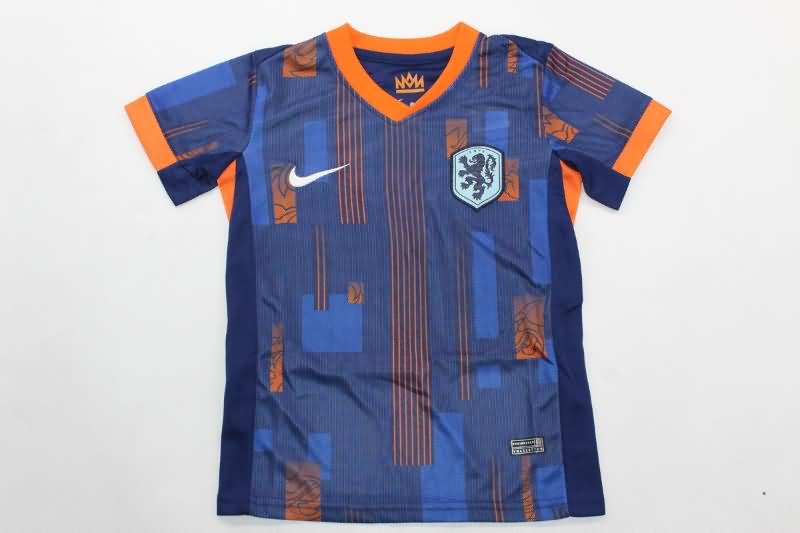 2024 Netherlands Away Kids Soccer Jersey And Shorts