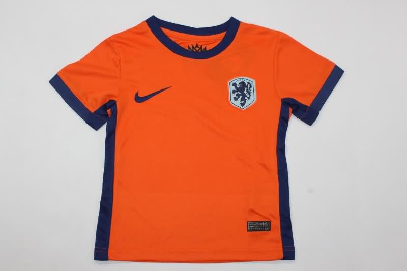 2024 Netherlands Home Kids Soccer Jersey And Shorts