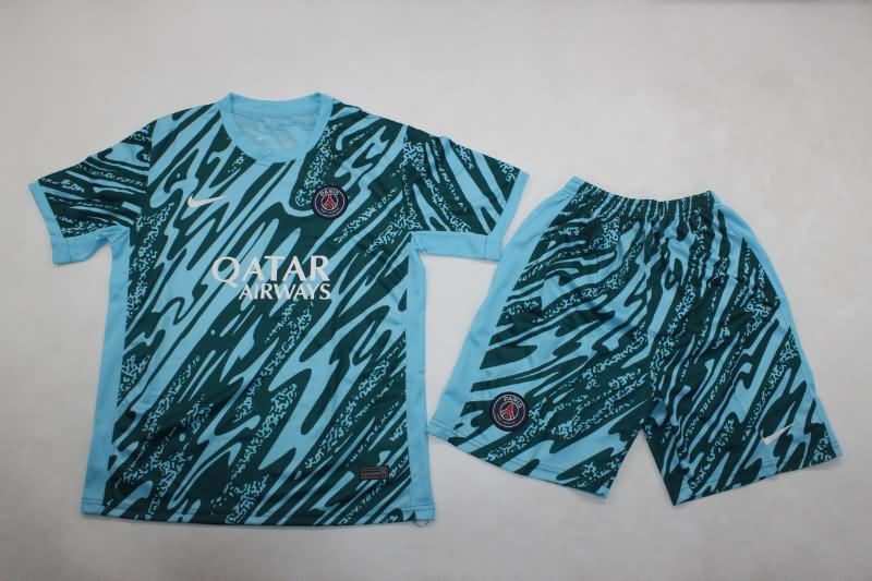24/25 Paris St Germain Goalkeeper Blue Kids Soccer Jersey And Shorts