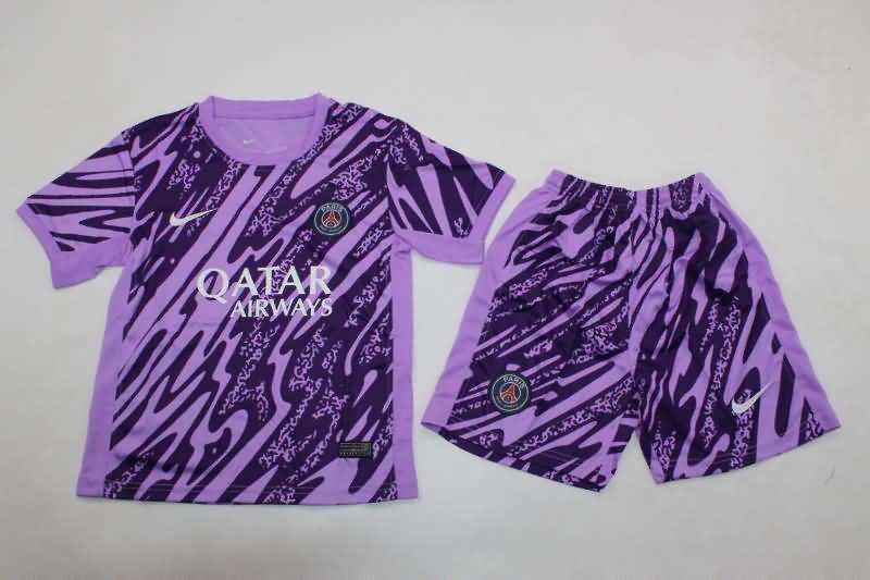 24/25 Paris St Germain Goalkeeper Purples Kids Soccer Jersey And Shorts