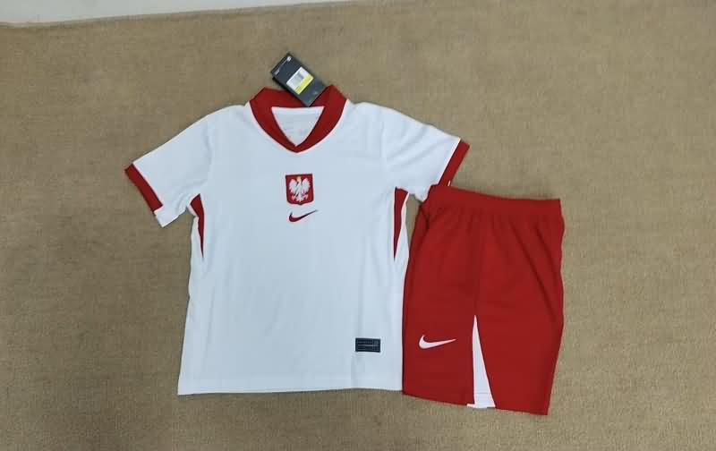 2024 Poland Home Kids Soccer Jersey And Shorts