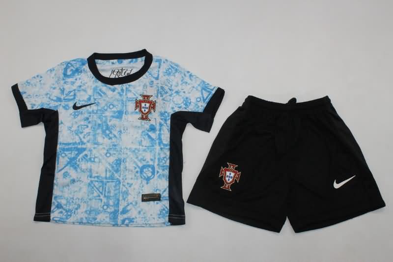 2024 Portugal Away Kids Soccer Jersey And Shorts (Player)