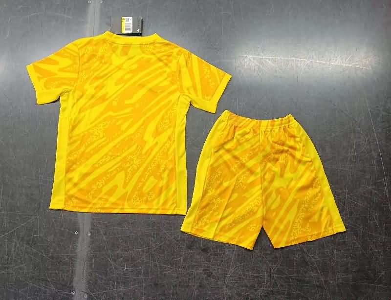 2024 Portugal Goalkeeper Yellow Kids Soccer Jersey And Shorts