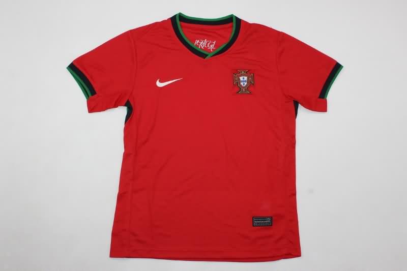 2024 Portugal Home Kids Soccer Jersey And Shorts