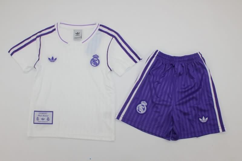 24/25 Real Madrid White Kids Soccer Jersey And Shorts