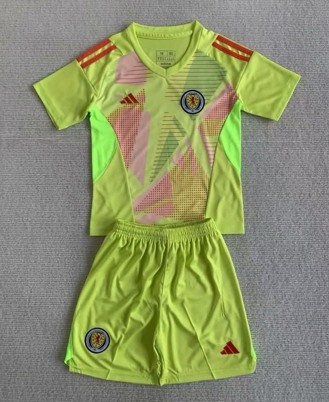 2024 Scotland Goalkeeper Yellow Kids Soccer Jersey And Shorts