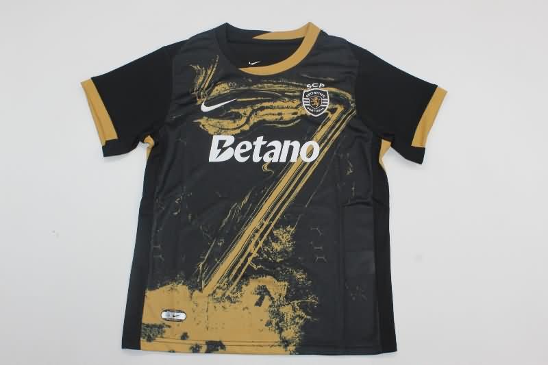24/25 Sporting Lisbon Black Kids Soccer Jersey And Shorts