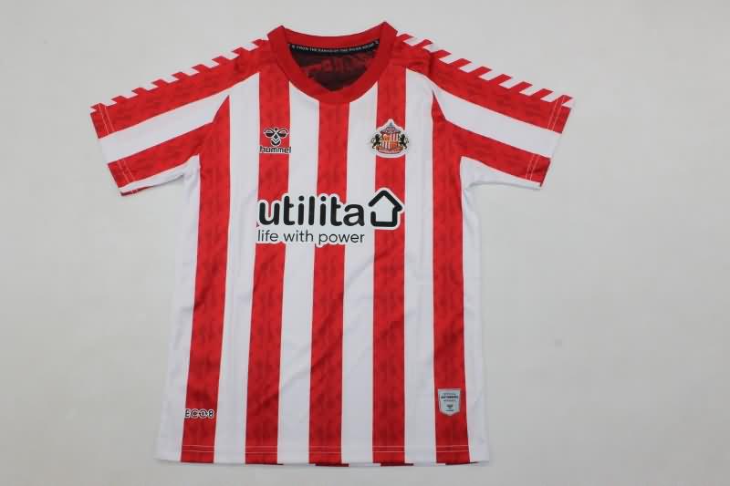 24/25 Sunderland Home Kids Soccer Jersey And Shorts