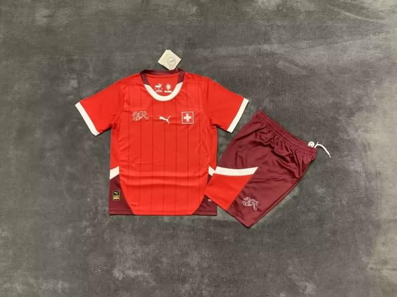 2024 Switzerland Home Kids Soccer Jersey And Shorts