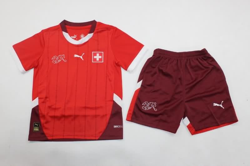 2024 Switzerland Home Kids Soccer Jersey And Shorts