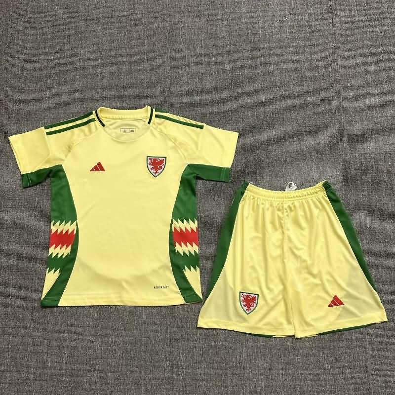 2024 Wales Away Kids Soccer Jersey And Shorts