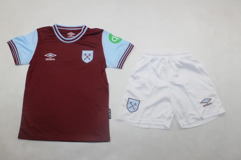 24/25 West Ham Home Kids Soccer Jersey And Shorts