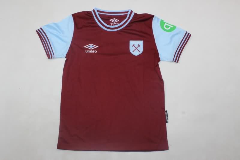 24/25 West Ham Home Kids Soccer Jersey And Shorts