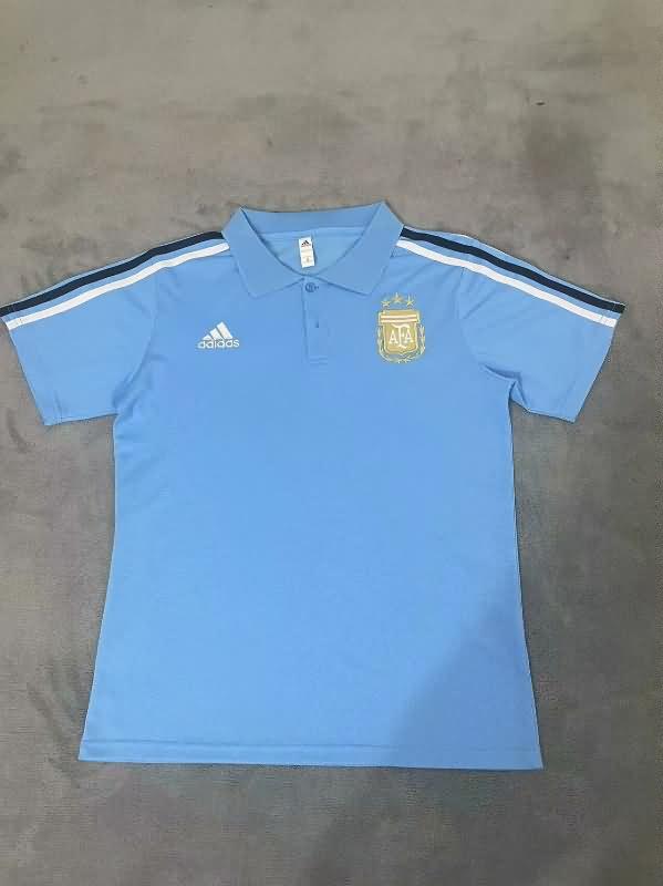 Thailand Quality(AAA) 2024 Argentina Blue Polo Soccer T-Shirt