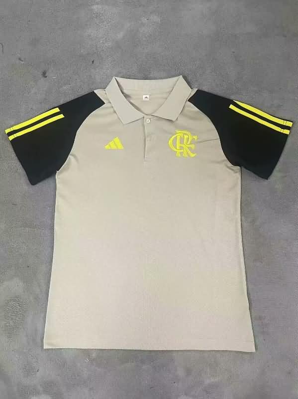 Thailand Quality(AAA) 2024 Flamengo Grey Polo Soccer T-Shirt