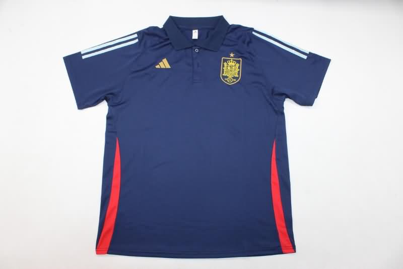 Thailand Quality(AAA) 2024 Spain Dark Blue Polo Soccer T-Shirt