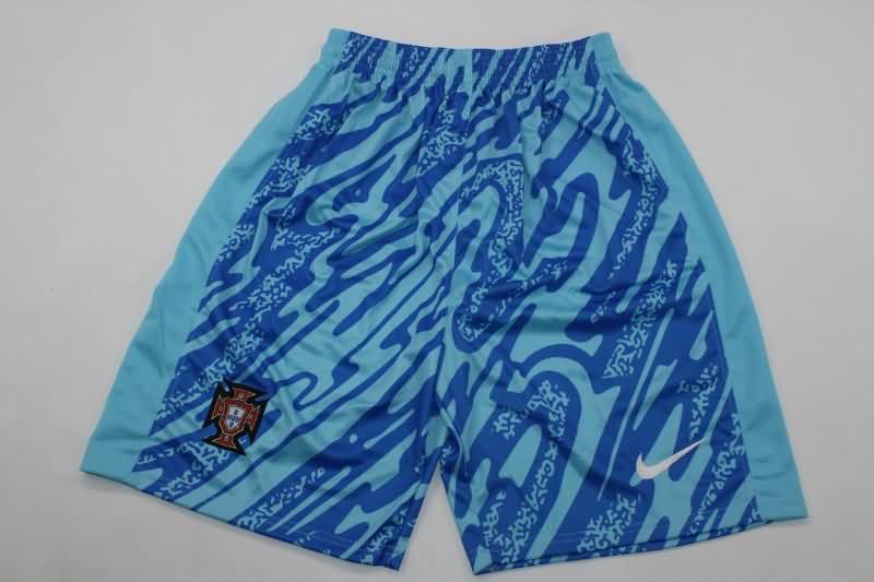 Thailand Quality(AAA) 2024 Portugal Goalkeeper Blue Soccer Shorts
