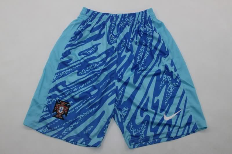 Thailand Quality(AAA) 2024 Portugal Goalkeeper Blue Soccer Shorts