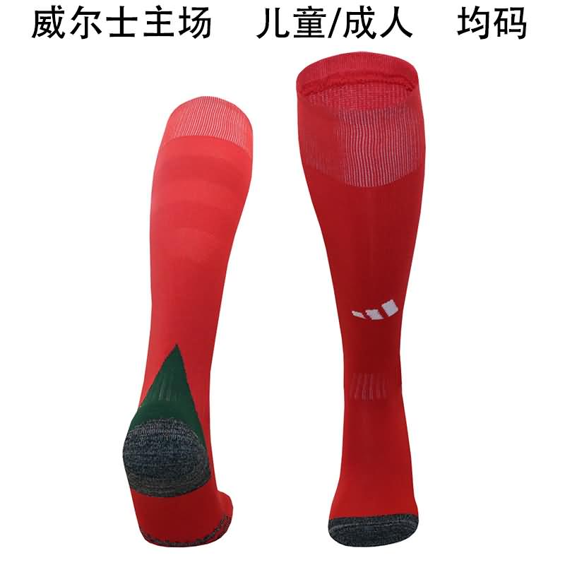 Thailand Quality(AAA) 2024 Wales Home Soccer Socks