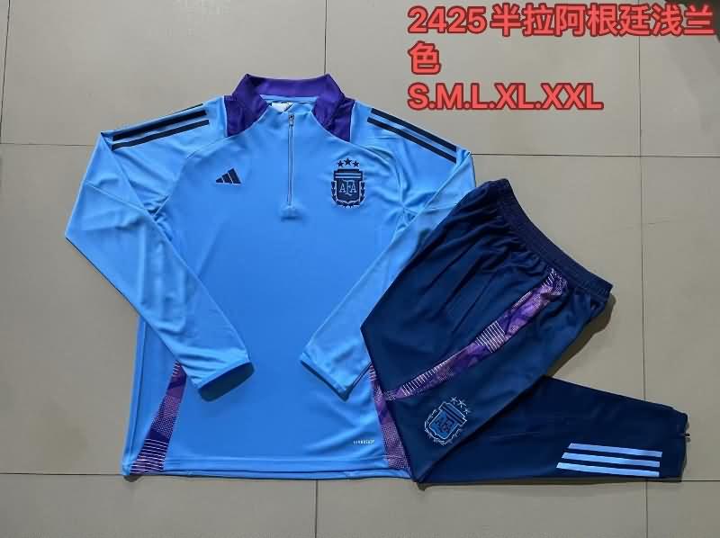 Thailand Quality(AAA) 2024 Argentina Blue Soccer Tracksuit