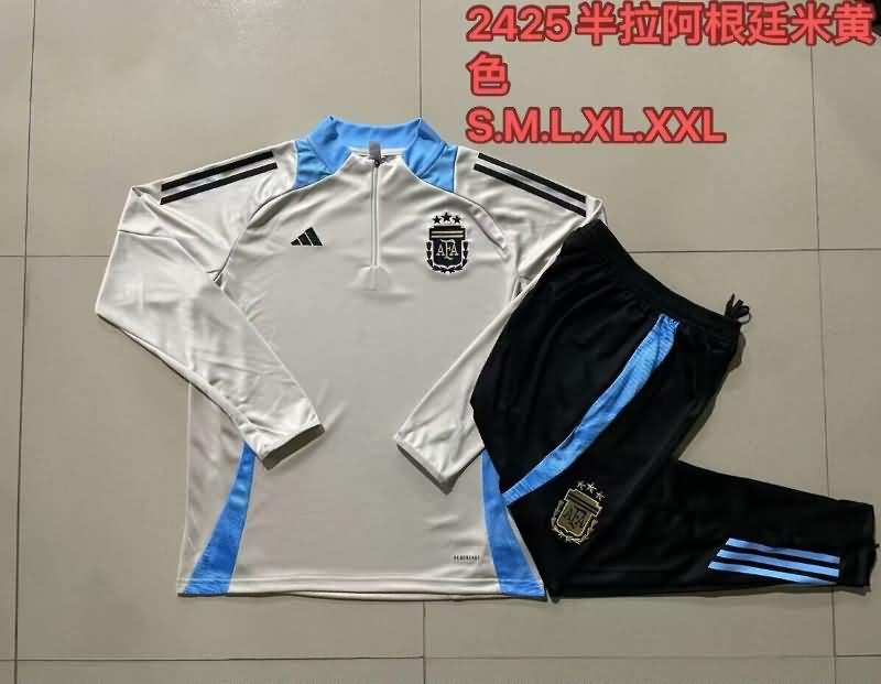 Thailand Quality(AAA) 2024 Argentina Gold Soccer Tracksuit