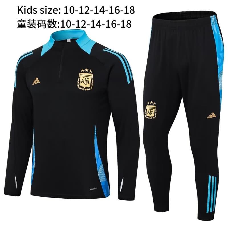 Kids - Thailand Quality(AAA) 2024 Argentina Black Soccer Tracksuit