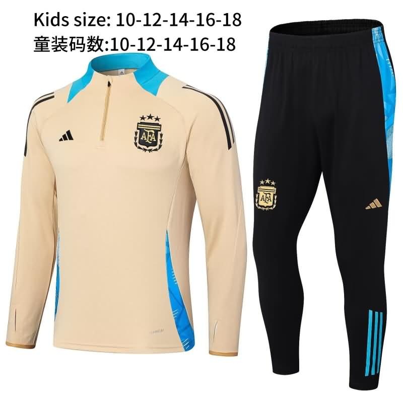 Kids - Thailand Quality(AAA) 2024 Argentina Gold Soccer Tracksuit