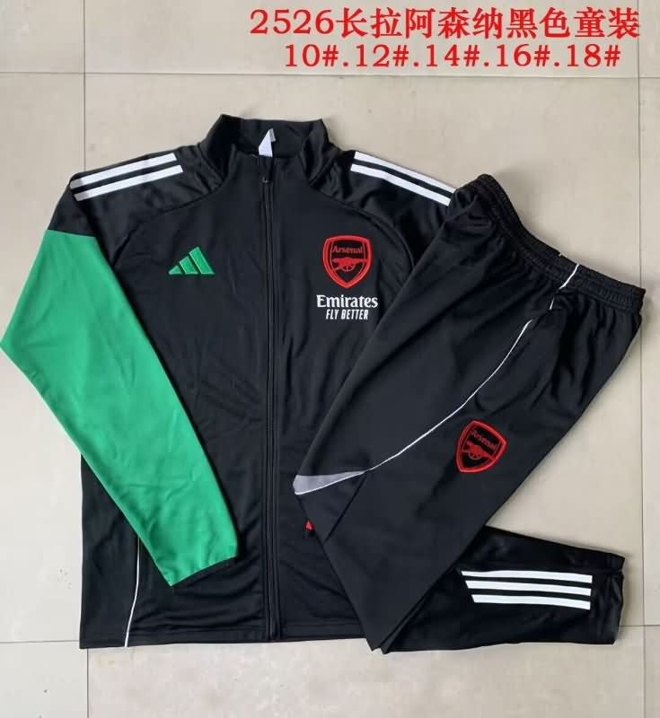 Kids - Thailand Quality(AAA) 24/25 Arsenal Black Soccer Tracksuit 03
