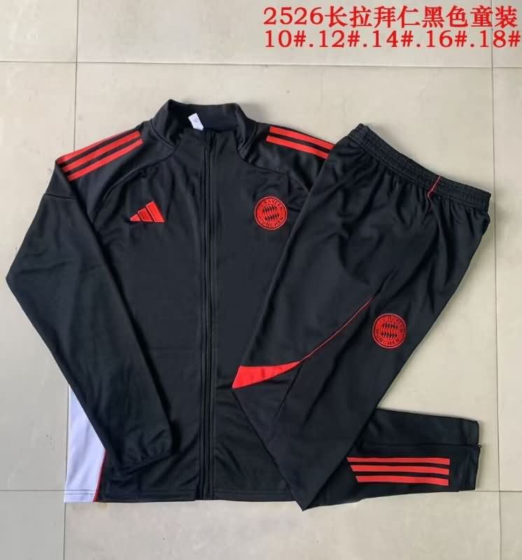 Kids - Thailand Quality(AAA) 24/25 Bayern Munich Black Soccer Tracksuit 02