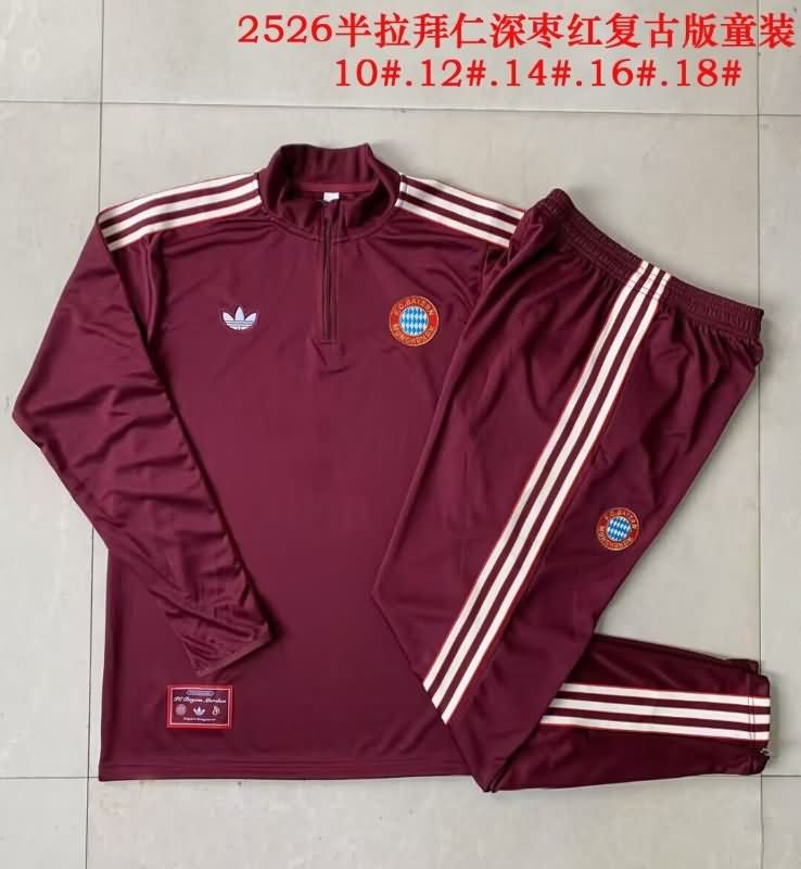 Kids - Thailand Quality(AAA) 24/25 Bayern Munich Red Soccer Tracksuit 06