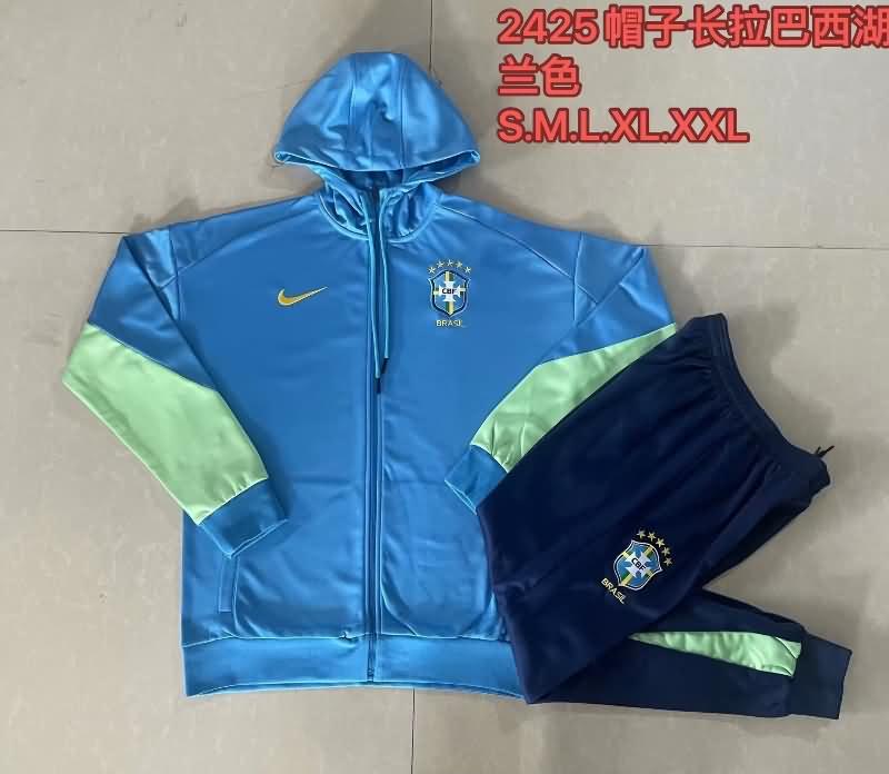 Thailand Quality(AAA) 2024 Brazil Blue Soccer Tracksuit 02