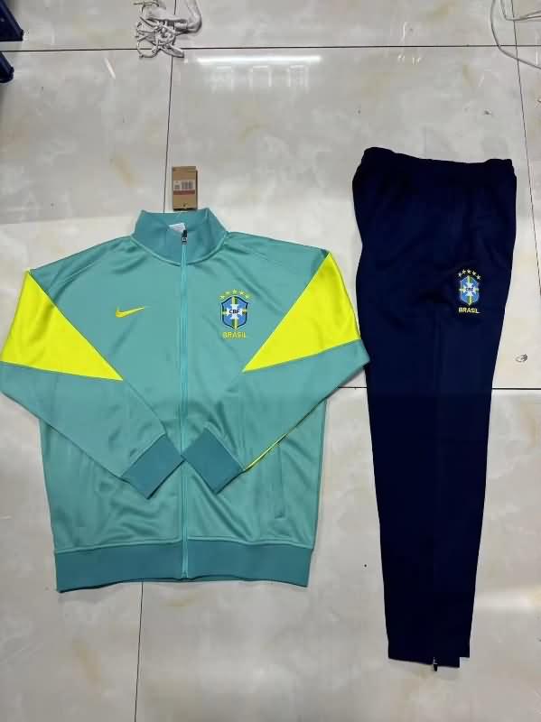 Thailand Quality(AAA) 2024 Brazil Green Soccer Tracksuit