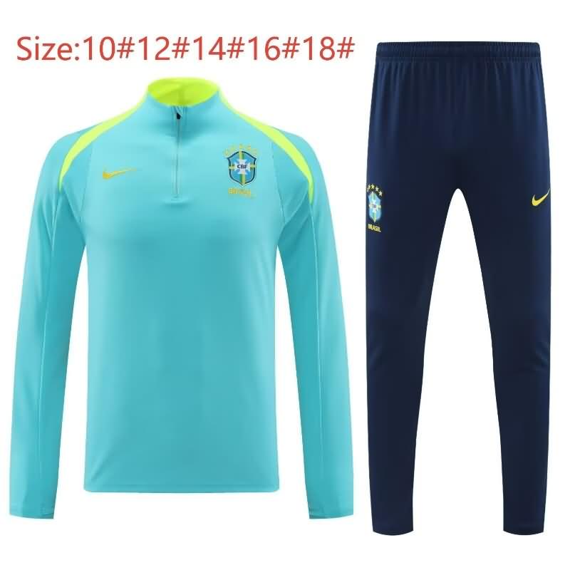 Kids - Thailand Quality(AAA) 2024 Brazil Green Soccer Tracksuit