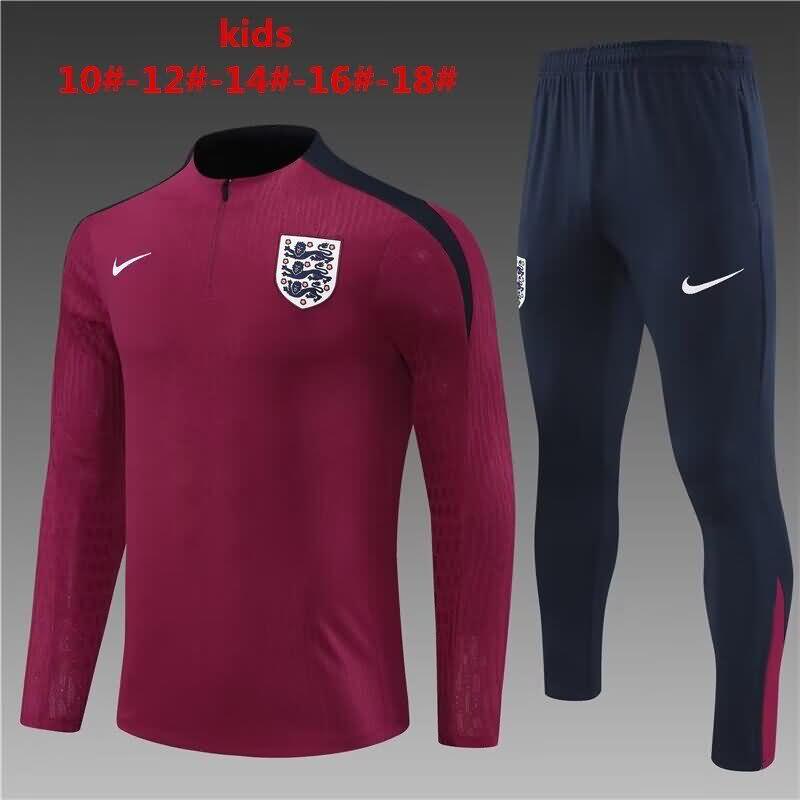 Kids - Thailand Quality(AAA) 2024 England Red Soccer Tracksuit