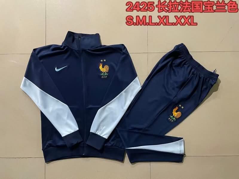 Thailand Quality(AAA) 2024 France Dark Blue Soccer Tracksuit 02