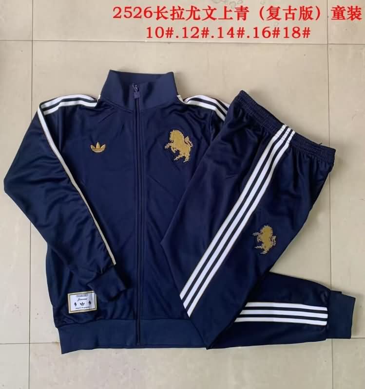 Kids - Thailand Quality(AAA) 24/25 Juventus Dark Blue Soccer Tracksuit 04