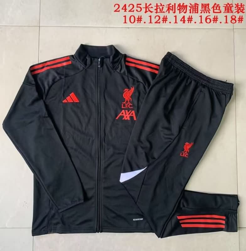 Kids - Thailand Quality(AAA) 24/25 Liverpool Black Soccer Tracksuit 02