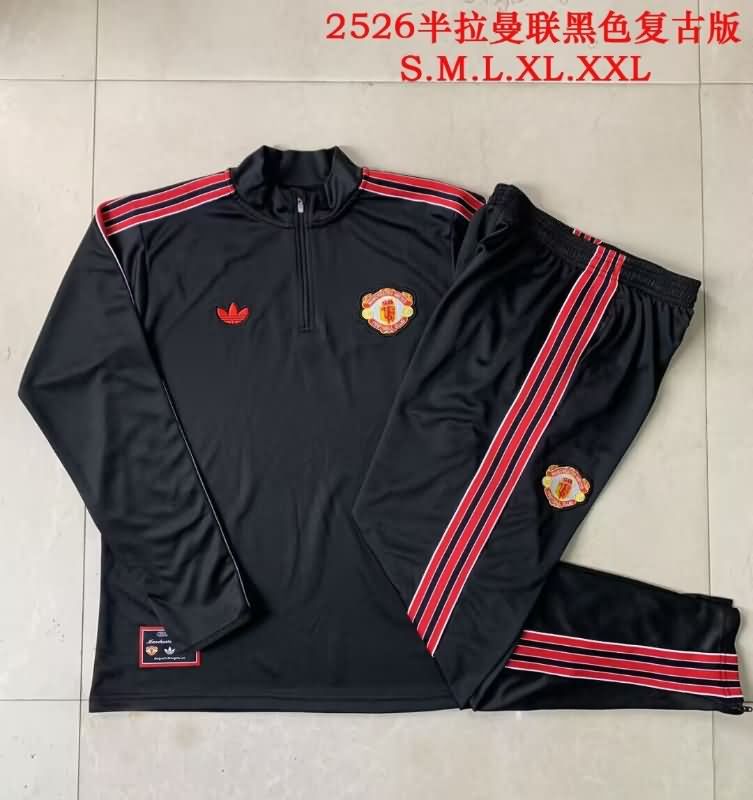 Thailand Quality(AAA) 24/25 Manchester United Black Soccer Tracksuit 11