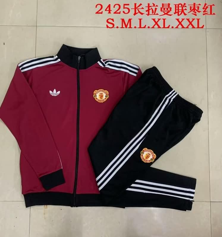 Thailand Quality(AAA) 24/25 Manchester United Red Soccer Tracksuit 07