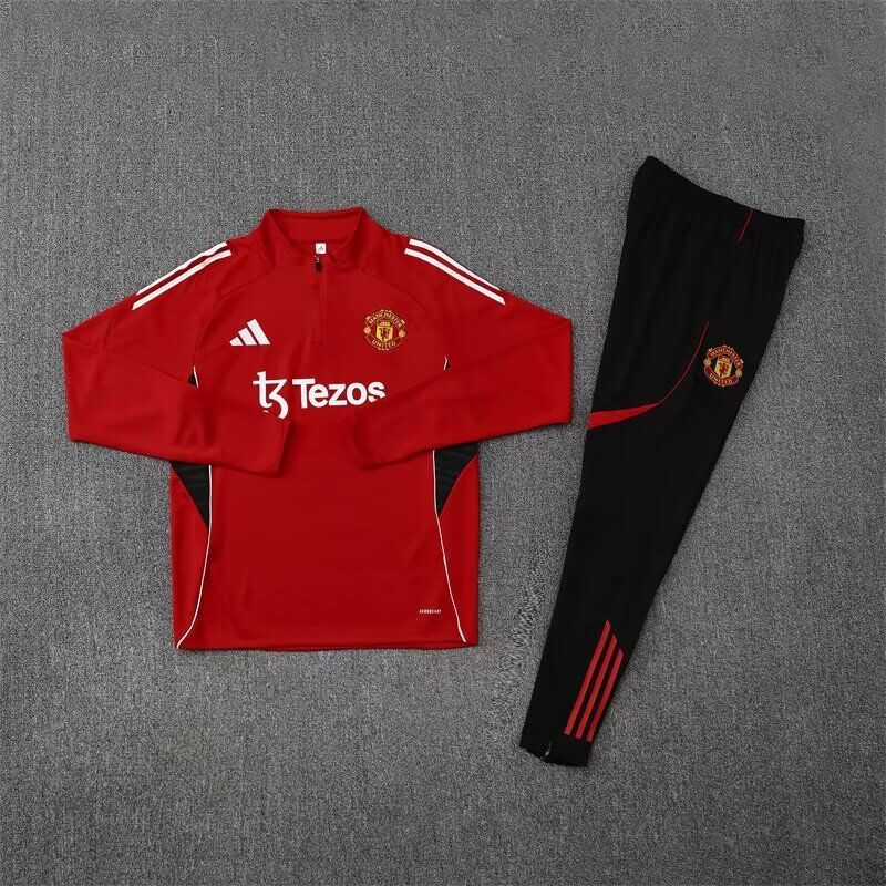 Thailand Quality(AAA) 24/25 Manchester United Red Soccer Tracksuit 09
