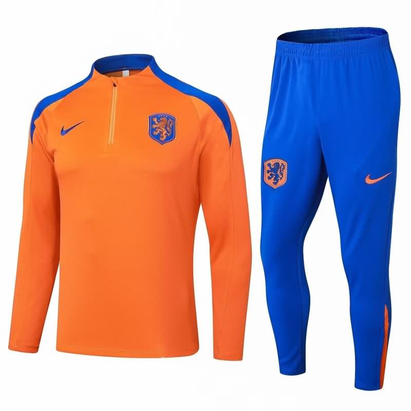 Thailand Quality(AAA) 2024 Netherlands Orange Soccer Tracksuit 02