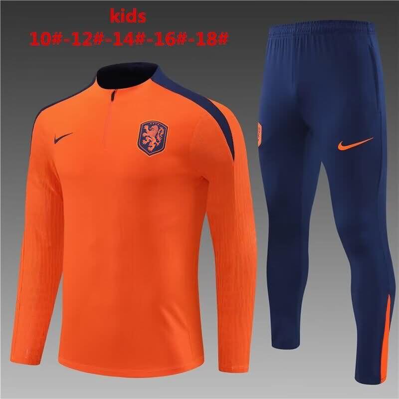 Kids - Thailand Quality(AAA) 2024 Netherlands Orange Soccer Tracksuit