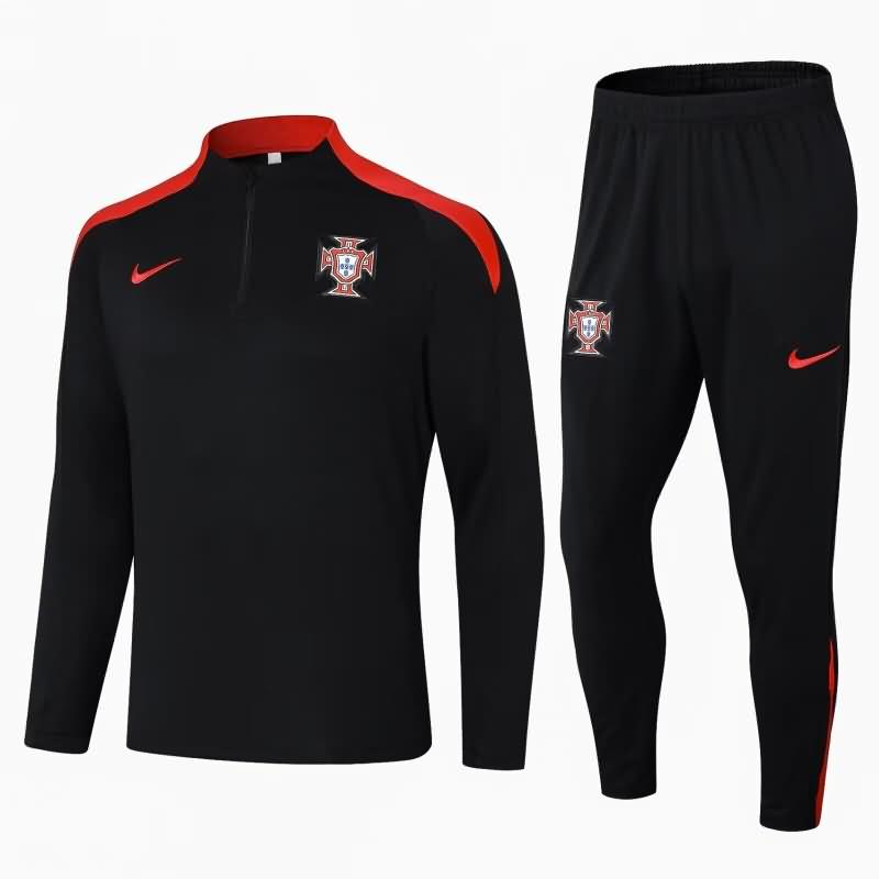 Thailand Quality(AAA) 2024 Portugal Black Soccer Tracksuit