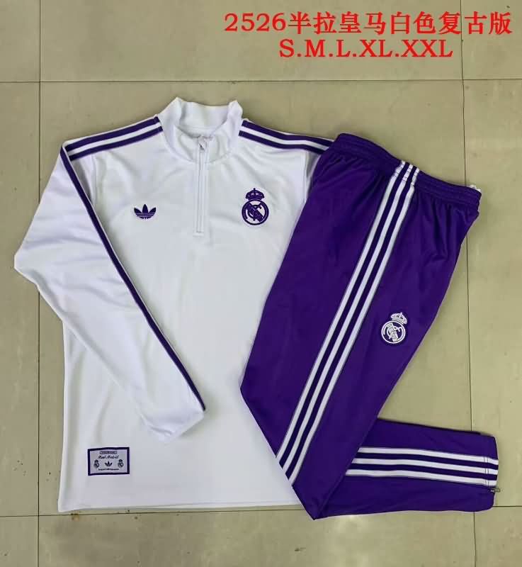 Thailand Quality(AAA) 24/25 Real Madrid White Soccer Tracksuit 14